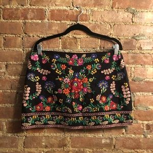 Zara embroidered mini skirt